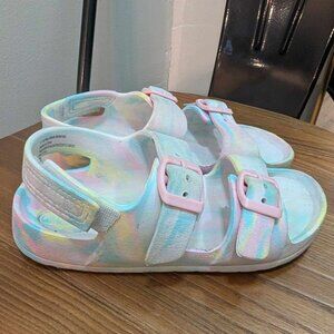 *5/$25* Girl's Cat & Jack White/Pink Tie Dye Slide Sandals - Toddler Size 12